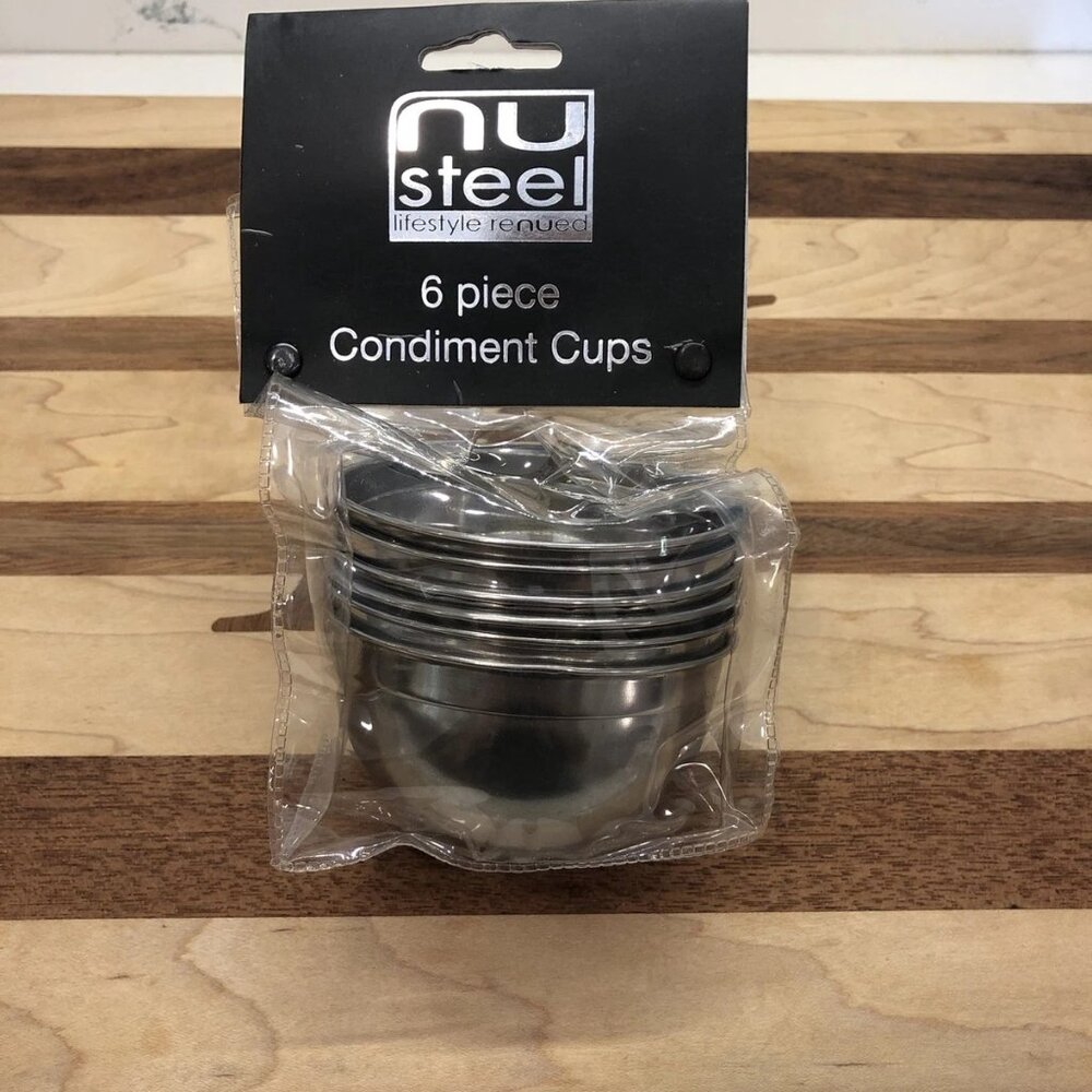 NEW Nu Steel 6 Piece Condiment Serving Cups - Stainless Steel